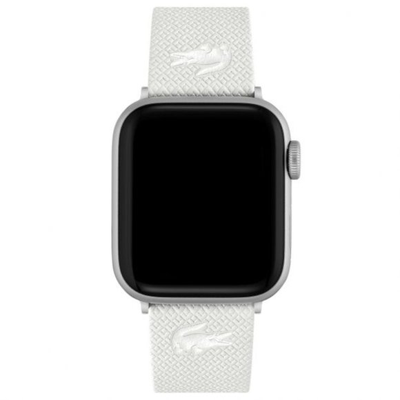 Lacoste Apple Watch Strap White Embossed Leather | 38mm & 40mm - Picture 2 of 3